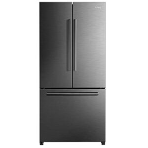galanz glr18fs5s16 french door refrigerator with installed ice maker and bottom freezer adjustable electrical thermostat control, frost free, energy star certified, stainless steel, 18 cu ft
