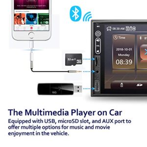 Double Din Stereo Car Audio Receiver - Corehan 7 Inch Touch Screen Car Stereo with Bluetooth Compatiable with Android Auto Car Play