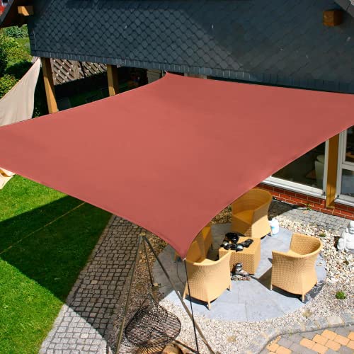 KANAGAWA Sun Shade Sail 10'x10' Rust Red Square UV Block Canopy Awning Shelter Fabric Cloth Screen for Outdoor Patio Garden Backyard Activities