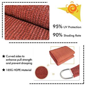 KANAGAWA Sun Shade Sail 10'x10' Rust Red Square UV Block Canopy Awning Shelter Fabric Cloth Screen for Outdoor Patio Garden Backyard Activities