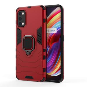 Compatible with Realme7 Pro Case, Metal Ring Grip Kickstand Shockproof Hard Bumper (Works with Magnetic Car Mount) Dual Layer Rugged Cover for Oppo Realme 7 Pro (Red)