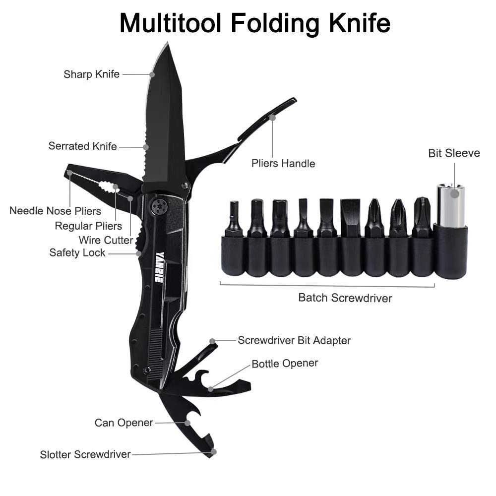 Multitool Pocket Knife with Switch Blades, Can Opener, Wire Cutter, Plier Screwdrivers, Fishing Knife for Camping Hunting, Chrismas/Birthday Gifts for Men/Dad/Kids