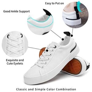 Womens Canvas Shoes Low Cut Canvas Sneakers Walking Running Shoes(N.White,US7)