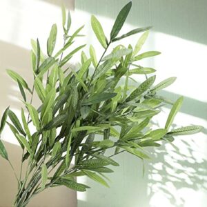 FUNARTY 5pcs Artificial Olive Leaves Long Stems 37" Tall with 270 Leaves Fake Eucalyptus Plant Branches for Floral Arrangement Vase Bouquets Wedding Greenery Decor