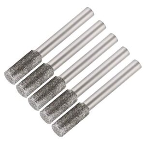 duo er 5pcs diamond coated cylindrical burr 4mm chainsaw sharpener stone file chain saw sharpening carving grinding tools (color : diamond 6mm)
