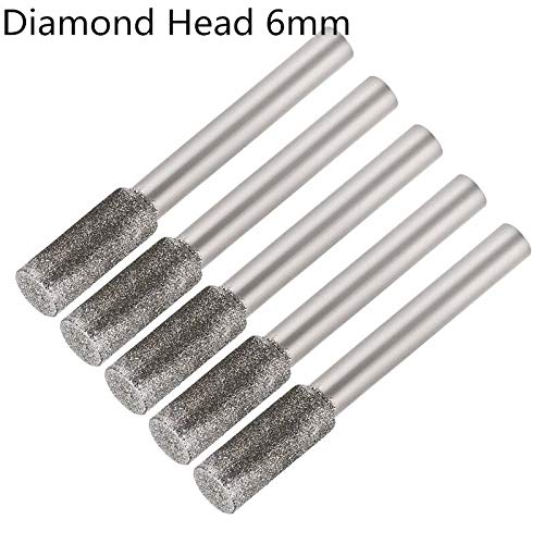 DUO ER 5pcs Diamond Coated Cylindrical Burr 4mm Chainsaw Sharpener Stone File Chain Saw Sharpening Carving Grinding Tools (Color : Diamond 6mm)