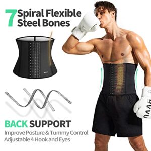 BVVU Waist Trainer Trimmer for Men,Mens Waist Trainer Tummy Control Sweat Wrap Black