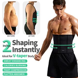 BVVU Waist Trainer Trimmer for Men,Mens Waist Trainer Tummy Control Sweat Wrap Black