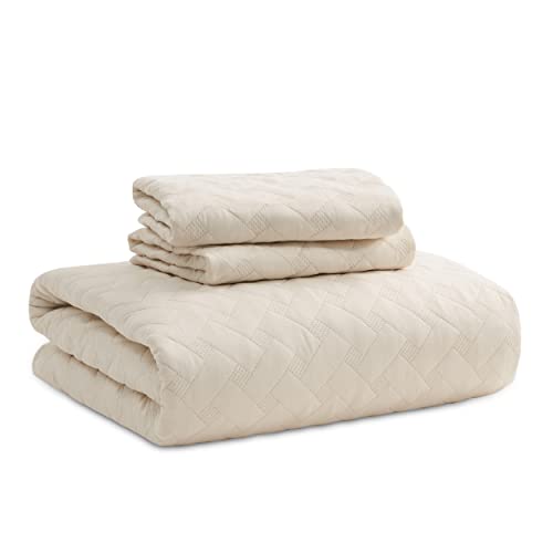 Bedsure King Size Quilt Set - Lightweight Summer Quilt King - Beige Bedspreads King Size - Bedding Coverlets for All Seasons (Includes 1 Quilt, 2 Pillow Shams)