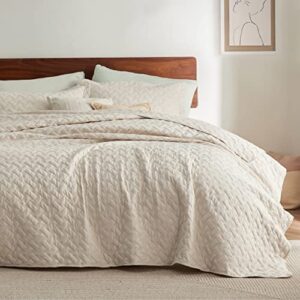 bedsure king size quilt set - lightweight summer quilt king - beige bedspreads king size - bedding coverlets for all seasons (includes 1 quilt, 2 pillow shams)