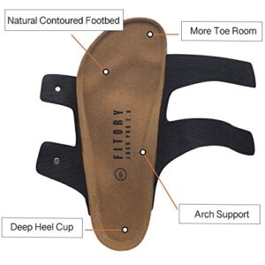 FITORY Mens Sandals, Arch Support Slides with Adjustable Buckle Straps and Cork Footbed Black Size 8