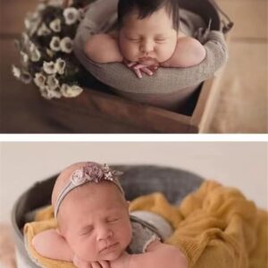 RUZHILING Newborn Baby Photography Stretch Wrap Newborn Photo Blanket Newborn Photography Props for Boy Girl Photoshoot Swaddle (White)