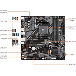 GIGABYTE B550M DS3H AC (AM4 AMD/B550/Micro ATX/Dual M.2/SATA 6Gb/s/USB 3.2 Gen 1/PCIe 4.0/HMDI/DVI/DDR4/Motherboard)