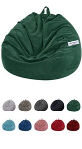 sanmadrola stuffed animal storage bean bag chair cover (no filler)for kids and adults.soft premium corduroy stuffable beanbag for organizing children plush toys or memory foam extra large 300l (green)