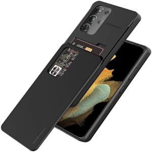 goospery sky slide for galaxy s21 ultra case 6.8"(2021) card holder case, dual layer [tpu+pc] protective bumper with wallet function phone cover (black)