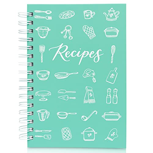 Teal Petal Blank Recipe Book To Write In Your Own Recipes - Recipe Journal, Hardcover Recipe Notebook Holiday Baking Cookbook Gift for Bride Engagement Gift Box, 5.75x8.75 Teal Utensils