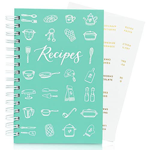 Teal Petal Blank Recipe Book To Write In Your Own Recipes - Recipe Journal, Hardcover Recipe Notebook Holiday Baking Cookbook Gift for Bride Engagement Gift Box, 5.75x8.75 Teal Utensils