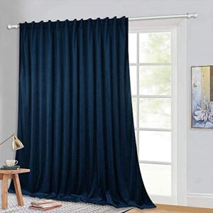 stangh velvet curtains 120 inches long - blackout thermal insulated hight ceiling tall curtains backdrops, privacy room divider drapes for cottage/villa/parlor, navy blue, w100 x l120, 1 panel