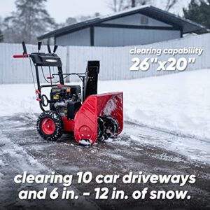 PowerSmart Snow Blower Gas Powered 26 in. 4-Stroke 212cc Engine with Electric Start, LED Headlight, Self Propelled 2 Stage Snow Blower PS26