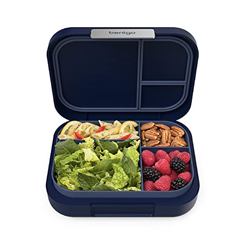 Bentgo® Modern - Versatile 4-Compartment Bento-Style Lunch Box, Leak-Resistant, Ideal for On-the-Go Balanced Eating - BPA-Free, Matte Finish and Ergonomic Design (Navy)