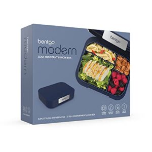 Bentgo® Modern - Versatile 4-Compartment Bento-Style Lunch Box, Leak-Resistant, Ideal for On-the-Go Balanced Eating - BPA-Free, Matte Finish and Ergonomic Design (Navy)