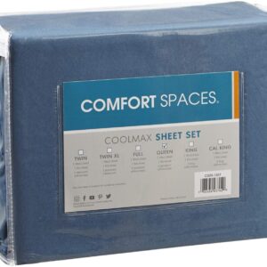 Comfort Spaces Queen Cooling Sheets, Moisture Wicking Coolmax Sheets, Soft, Colorfast Sheet Set, Cooling Bed Sheets For Hot Sleepers, Elastic Deep Pocket Fits Up to 16" Mattress, Queen Teal 4 Piece