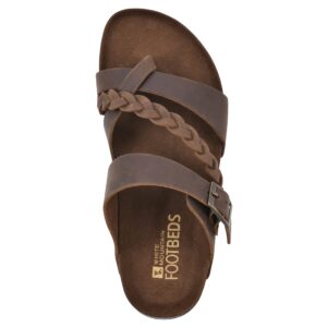 WHITE MOUNTAIN Shoes Hazy Footbed Sandal, Brown/Leather, 8 M