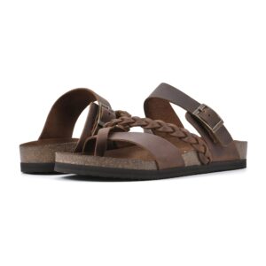 WHITE MOUNTAIN Shoes Hazy Footbed Sandal, Brown/Leather, 8 M