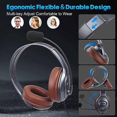 EMAIKER USB Type C Headphones Over Ear Headphone USB C Headset with Noise Cancelling Microphone with Mic Mute Button Audio Control, Works with PC Laptop Cell Phones
