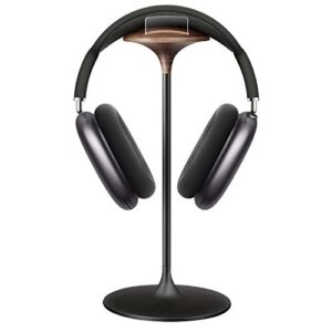 Headphone Stand, Walnut Wood & Aluminum Headset Stand, Nature Walnut Gaming Holder for AirPods Max, Beats, Bose, Sennheiser, Sony, Audio-Technica and More (Black)