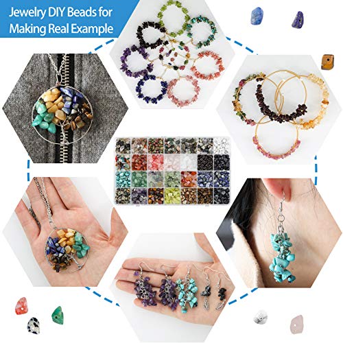 Ybxjges1330Pcs Irregular Crystal Chips, Natural Gemstone Beads Kit with Jump Rings Earring Hooks Pendants Charms Wire for DIY Bracelet Necklace Earring Jewelry Making Supplies