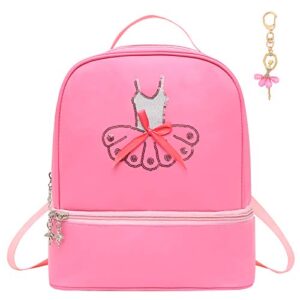 dorlubel cute ballet dance backpack tutu dress dance bag with key chain girls (pink7 of dress) one_size
