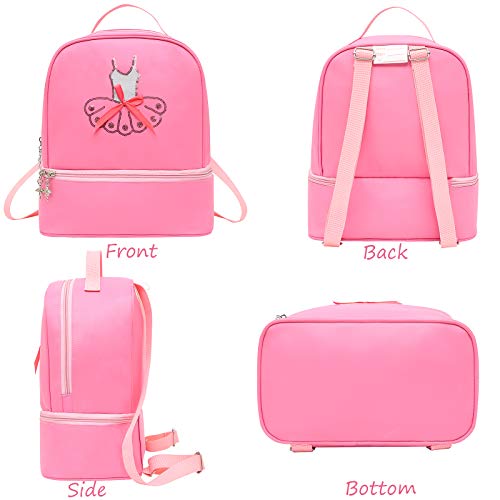 Dorlubel Cute Ballet Dance Backpack Tutu Dress Dance Bag with Key Chain Girls (Pink7 of dress) One_Size