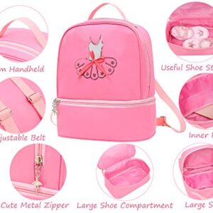 Dorlubel Cute Ballet Dance Backpack Tutu Dress Dance Bag with Key Chain Girls (Pink7 of dress) One_Size