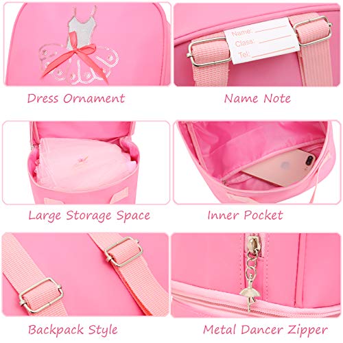 Dorlubel Cute Ballet Dance Backpack Tutu Dress Dance Bag with Key Chain Girls (Pink7 of dress) One_Size