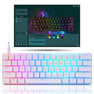 60% Mechanical Keyboard Gaming RGB Backlit with app Compact 61 Key Portable Mini Keyboard Blue MX Switch Compatible with Windows iMac Laptop PC Computer Office Gamer(White)
