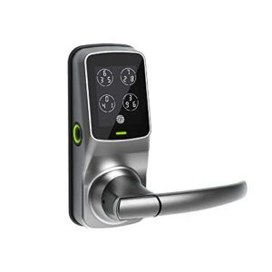 lockly secure plus, bluetooth smart door lock, keyless entry door lock, pin genie® keypad, 3d biometric fingerprint sensor, auto lock - satin nickel (pgd628fysn)