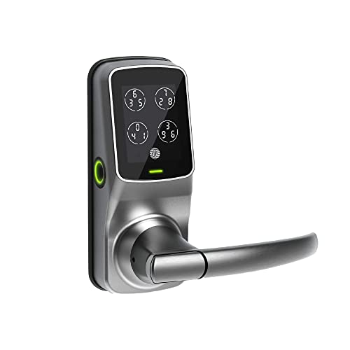 Lockly Secure Plus, Bluetooth Smart Door Lock, Keyless Entry Door Lock, PIN Genie® Keypad, 3D Biometric Fingerprint Sensor, Auto Lock - Satin Nickel (PGD628FYSN)