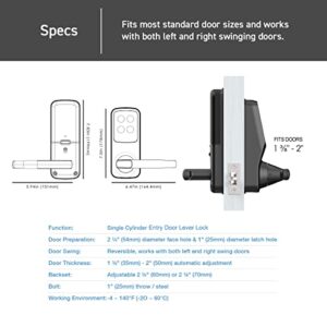 Lockly Secure Plus, Bluetooth Smart Door Lock, Keyless Entry Door Lock, PIN Genie® Keypad, 3D Biometric Fingerprint Sensor, Auto Lock - Satin Nickel (PGD628FYSN)