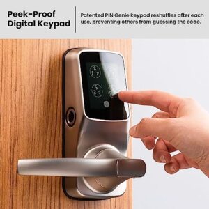 Lockly Secure Plus, Bluetooth Smart Door Lock, Keyless Entry Door Lock, PIN Genie® Keypad, 3D Biometric Fingerprint Sensor, Auto Lock - Satin Nickel (PGD628FYSN)