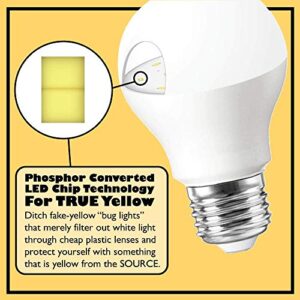 Miracle LED 9W Almost Free Energy LED Lovely Glow Bug Light - Yellow Spectrum E26 A19 Medium Outdoor Bug Bulb- Replaces 60W Old Painted Incandescent Bug Bulbs Amber Glow (2-Pack), (609010)