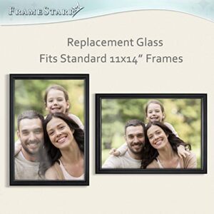 FrameStarr 11x14 Heat-Strengthened Glass, Crystal Clear, Shatterproof & Scratch Proof Picture Frame Replacement Glass, Semi-Tempered Glass Cover Sheet