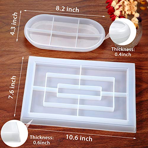2 Pieces Silicone Tray Resin Mold Large Rectangle Rolling Tray Mold Oval Epoxy Casting Coaster Mold Resin Serving Board Mold Jewelry Holder Mold Fruit Snack Plate Tray Mold with Edge for Home Decor