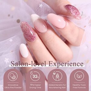 AZUREBEAUTY Dip Powder Nail Set, 6 Colors Classic Nude Collection Skin Tone Glitter Pastel Dipping Powder Starter Kit French Nail Art Manicure DIY Salon Home Gifts for Women, No Need Nail Lamp Cured
