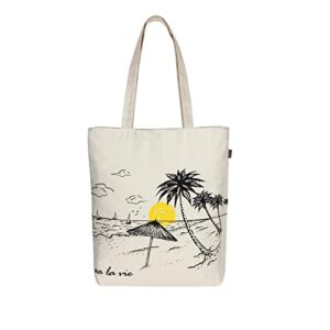eco right aesthetic canvas tote bag for women: spacious, zippered closure, reusable, ideal for beach, shopping, travel, school, groceries - cute & eco-friendly gift for girls, teachers, mothers