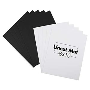 mat board center, 10 pack, uncut mat backing board matboard - full sheet - for art, prints, photos, prints and more (white/black color, 8x10)