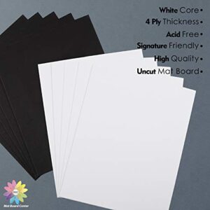 Mat Board Center, 10 Pack, Uncut Mat Backing Board Matboard - Full Sheet - for Art, Prints, Photos, Prints and More (White/Black Color, 8x10)