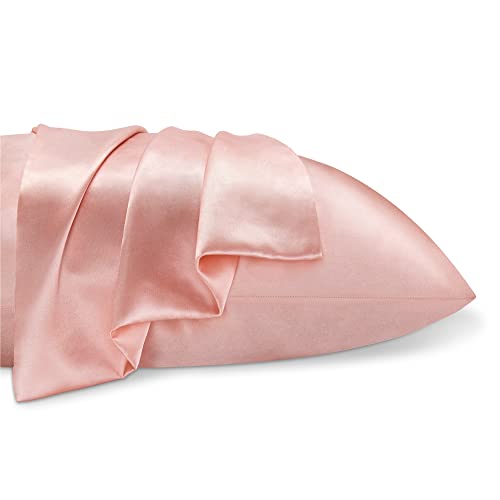 BEDELITE Satin Silk Pillowcase for Hair and Skin, Coral Pillow Cases Standard Size Set of 2 Pack, Super Soft Pillow Case with Envelope Closure (20x26 Inches)