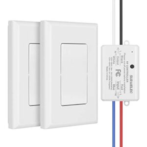 suraielec 3 way wireless light switch, no wiring, no wifi, 100ft rf range, pre-programmed, expandable wireless wall switch and receiver kit, remote control light fixture for lamp, ceiling light, fan