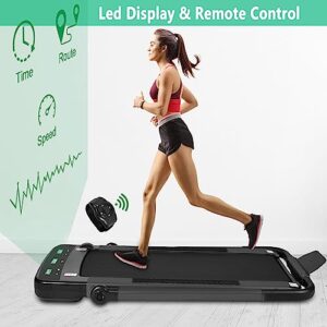 Murtisol 2 in 1 Folding Treadmill, 2.25HP Under Desk Electric Treadmill, Installation-Free with APP, Remote Control and LED Display, Portable Walking Machine for Home, Office & Gym,Black